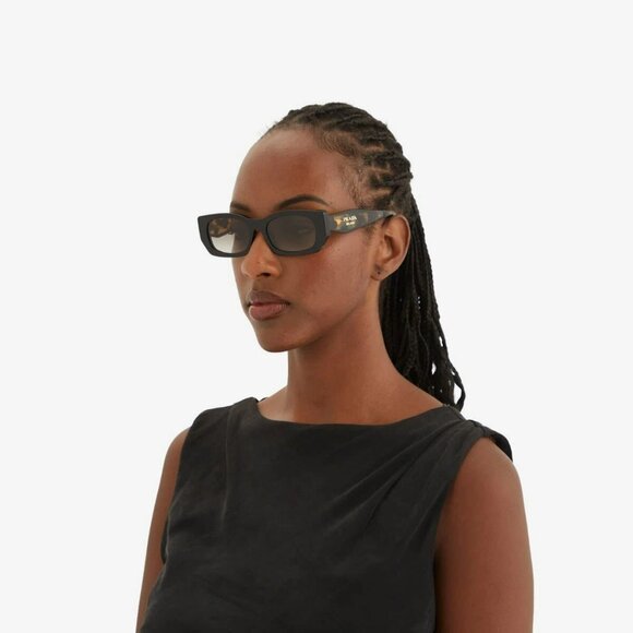 Prada Women Sunglasses Black Rectangle PRB05S 3890A7 NEW AUTHENTIC - Picture 10 of 12